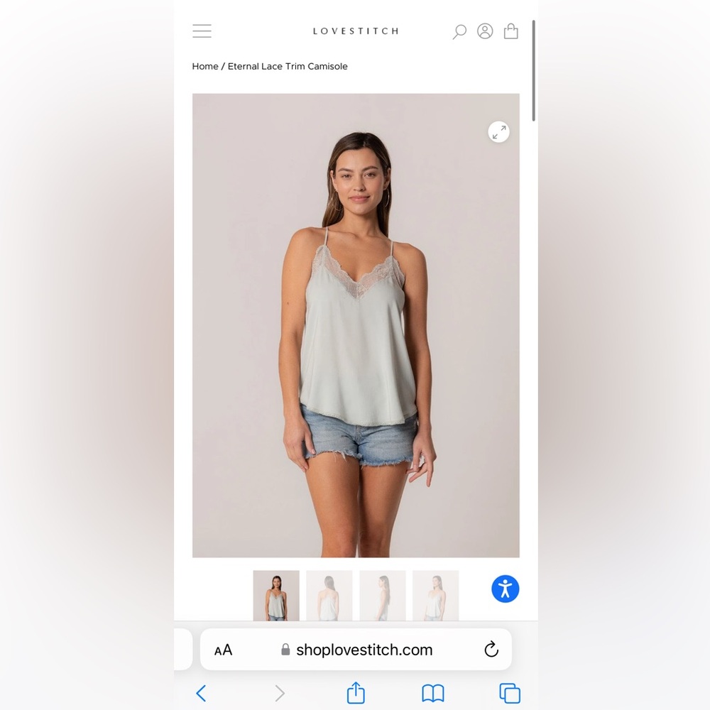 NWT LoveStitch dark grey lace trimmed tank top